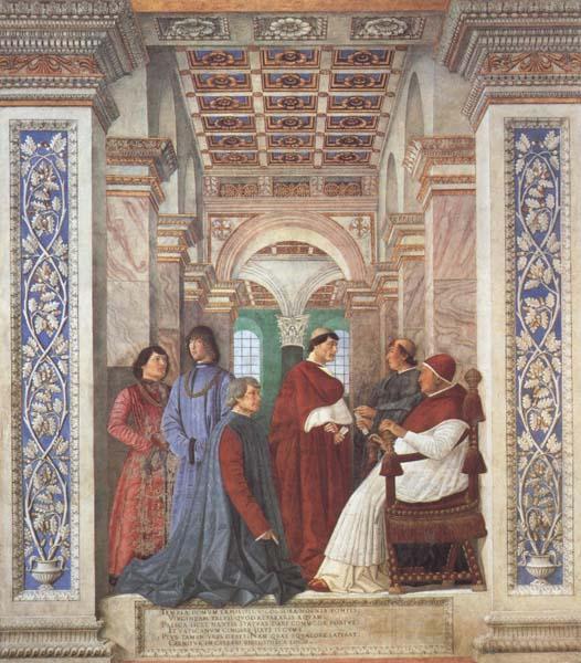 Melozzo da Forli Pope Sixtus IV appoints Platina as Prefect of the Vatican Library (mk45)